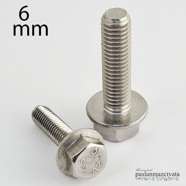 M6 Paslanmaz  Flanşlı Civata Çeşitleri DIN6921