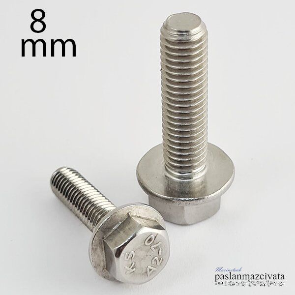 M8 Paslanmaz  Flanşlı Civata Çeşitleri DIN6921