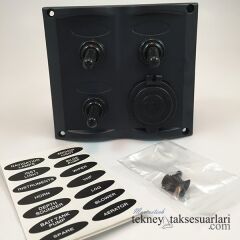 3'lü, İzoleli, Çakmak Soketli, Switch Panel Sigortalı