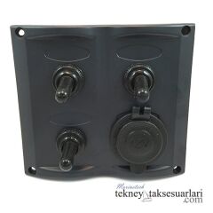 3'lü, İzoleli, Çakmak Soketli, Switch Panel Sigortalı