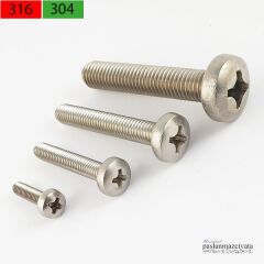 M8 Paslanmaz Yıldız Silindir Baş Vida Çeşitleri (YSB) DIN7985