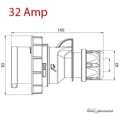 IP67 16 Amp. 32 Amp. Sahil Besleme Erkek Fişi