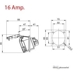 IP44 16 Amp. 32 Amp. Sahil Besleme Prizi (Eğik)