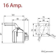IP44 16 Amp. 32 Amp. Sahil Besleme Prizi (Düz)