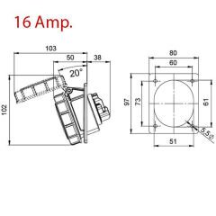 IP67 16 Amp. 32 Amp. Sahil Besleme Prizi (Eğik)