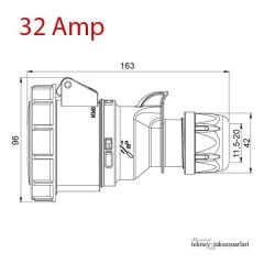 IP67 16 Amp. 32 Amp. Sahil Besleme Uzatma Prizi