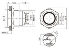 Paslanmaz çelik anahtar Fonksiyon Aç-Kapa Led Mavi