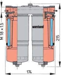 Vetus WS720 su ayırıcı/yakıt filtresi