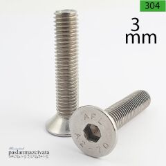 M3 Paslanmaz Havşa Baş İmbus Civata Çeşitleri DIN7991