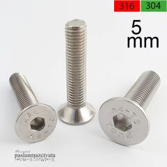 M5 Paslanmaz Havşa Baş İmbus Civata Çeşitleri DIN7991