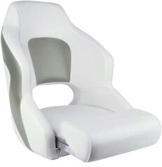 Flip-Up Kaptan Koltuğu - Katlanır Minderli Marin Koltuk - Beyaz/Gri