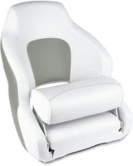 Flip-Up Kaptan Koltuğu - Katlanır Minderli Marin Koltuk - Beyaz/Gri