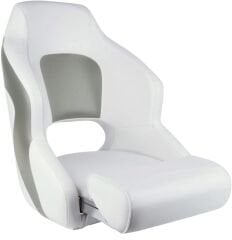 Flip-Up Kaptan Koltuğu - Katlanır Minderli Marin Koltuk - Beyaz/Gri