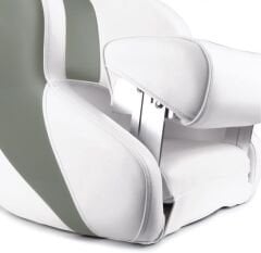Flip-Up Kaptan Koltuğu - Katlanır Minderli Marin Koltuk - Beyaz/Gri
