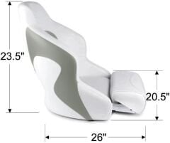 Flip-Up Kaptan Koltuğu - Katlanır Minderli Marin Koltuk - Beyaz/Gri