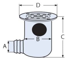 50mm, Paslanmaz Yer Süzgeçi, çekvalfli Tahliye, Yer Sifonu