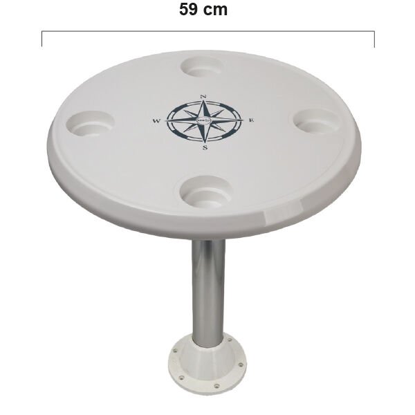 Yuvarlak Masa Tablası - Çap 59 cm, UV Dayanıklı Tekne ve Yat Masası