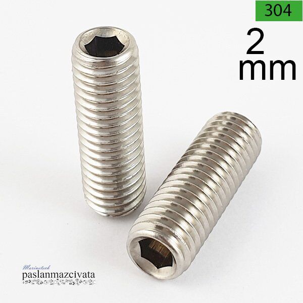 2mm Paslanmaz Setskur Çeşitleri, (Kafasız alyan) DIN916