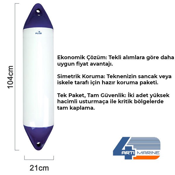 4PLUS F4 Tekne Usturmaçası 2'li Avantaj Seti - 21 x 104 cm (Mavi / Beyaz)