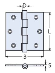75 x 75  Paslanmaz Menteşe