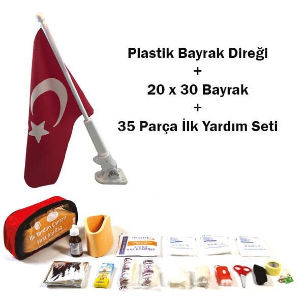 35 Parça İlk Yardım Kiti ve Bayrak Direği Seti