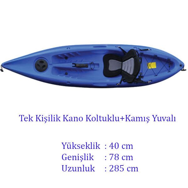 Tek Kişilik Balıkçı Kanosu - 285 cm / 150 kg Kapasite (Koltuklu & Kamış Yuvalı)