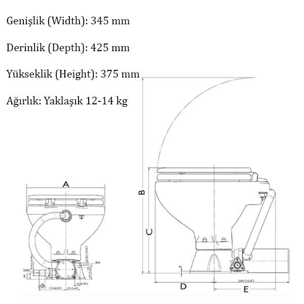 Matromarine Compact 12V Elektrikli Klozet (Küçük Taş)