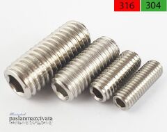 3mm Paslanmaz Setskur Çeşitleri, (Kafasız alyan) DIN916