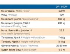 Quick Prince DP1 500W 12V Dikey Irgat - 6mm Zincir Uyumlu (Paslanmaz Çelik)