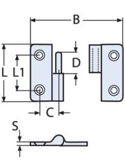 37 X 37 SAĞ, 316 Kalite Paslanmaz Ayrılabilir Menteşe