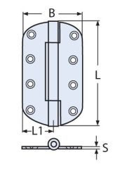 152 x 71, 316 Kalite Paslanmaz Menteşe
