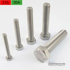 M16 Paslanmaz Civata Çeşitleri DIN933 / DIN931