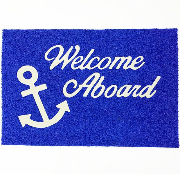 60*90Cm Welcome Paspas, Pvc Mavi