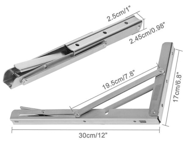 4'lü Ekonomik Paket: 4PLUS Katlanabilir Masa Braketi Seti - AISI 304 Paslanmaz - 30x17 cm