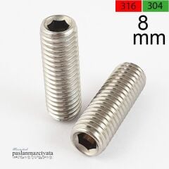 8mm Paslanmaz Setskur Çeşitleri, (Kafasız alyan) DIN916