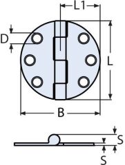 65 x 65 Kapaklı, 316 Kalite Paslanmaz  Menteşe