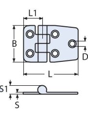 57 x 37 Kapaklı, 316 Kalite Paslanmaz  Menteşe