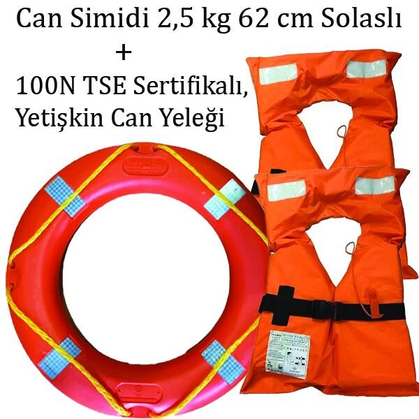 Can Simidi 2,5 kg 62 cm Solaslı 100N Sertifikalı Can Yeleği Takım