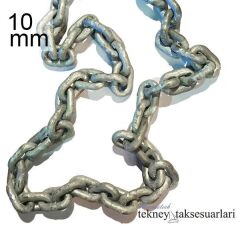 M10, 1 Metre Kalibre Zincir Galvaniz, DIN766, Tekne Irgat zinciri