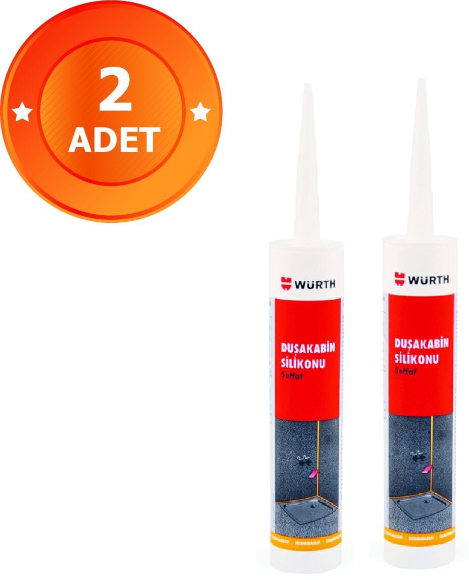WÜRTH DUŞAKABİN SİLİKONU ŞEFFAF 310ML 2Lİ EKO PAKET