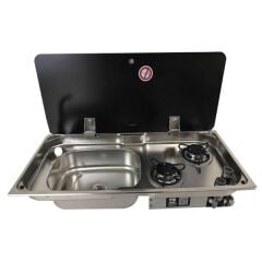 NAVY LOAD Cam Kapaklı İki Ocaklı Sol Evye