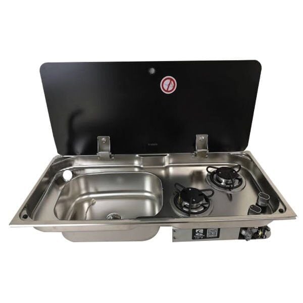 NAVY LOAD Cam Kapaklı İki Ocaklı Sağ Evye