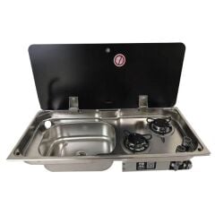 NAVY LOAD Cam Kapaklı İki Ocaklı Sağ Evye