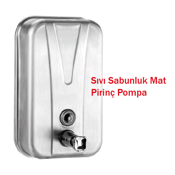 Mat Paslanmaz Çelik Sıvı Sabunluk - Pirinç Pompalı (Duvara Monte) 500ML