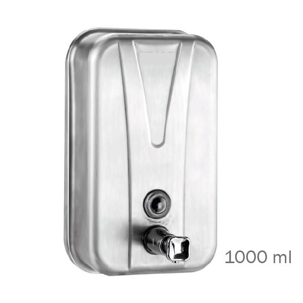 Mat Paslanmaz Çelik Sıvı Sabunluk - Pirinç Pompalı (Duvara Monte) 1000ML