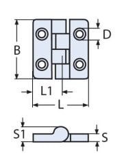 Paslanmaz Menteşe, 38 x 38,