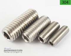 12mm Paslanmaz Setskur Çeşitleri, (Kafasız alyan) DIN916