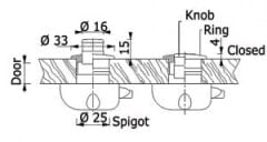 38.36.180 kilit için buton & halka. Delik Ø 26mm.