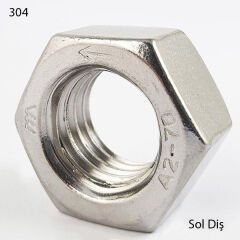 Paslanmaz  SOL DİŞ Somun Çeşitleri DIN934