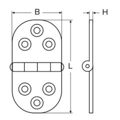 B - 75 X 40 X 1,5 mm, Paslanmaz Menteşe